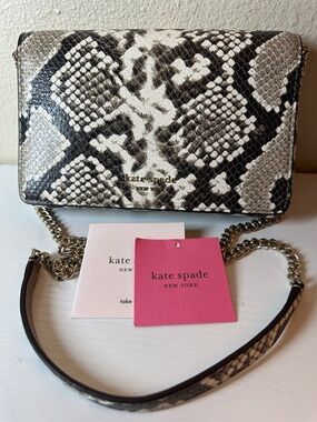 NWT kate spade Spencer python Snake-Print Chain Wallet Crossbody
